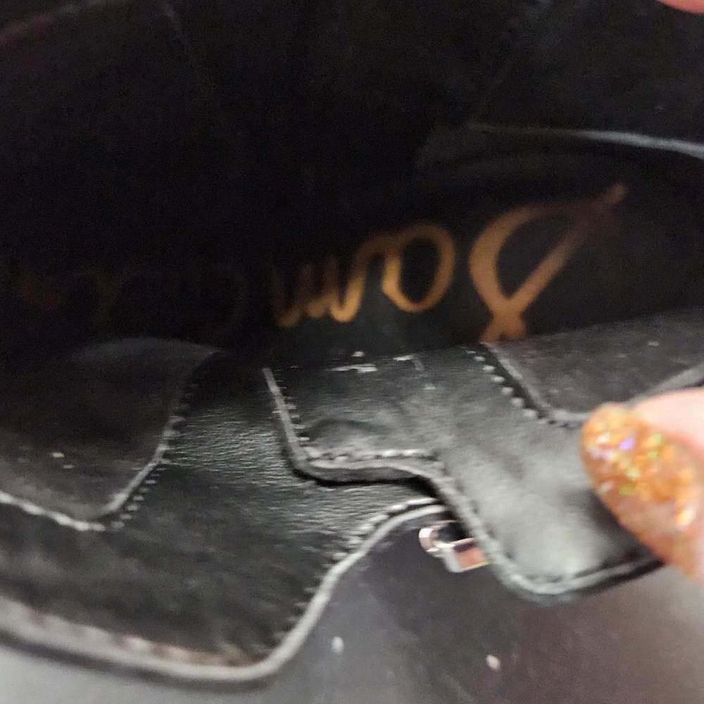 Sam Edelman Mona Black Suede Leather Ankle Booties Zipper Side EUC Ladies Size 8 - Picture 9 of 13